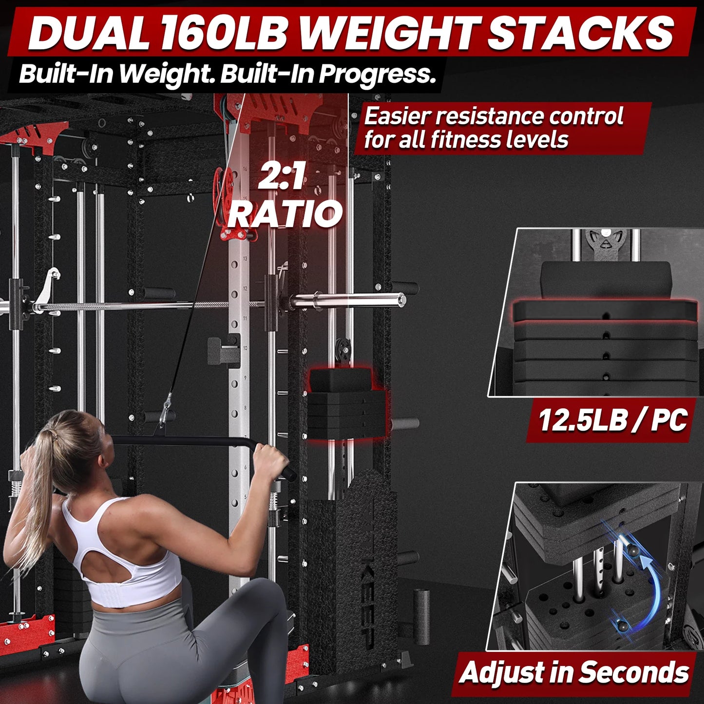 PMAX 5600 Home Gym Smith Machine - Integrated Weight System