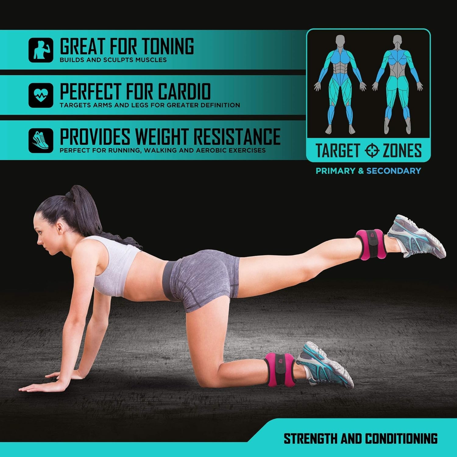 Ankle and Wrist Weights for Women and Men - Velcro Straps, Made for Jogging, Walking, Resistance Training, and Physical Therapy (Set of 2) - Soft Touch Material