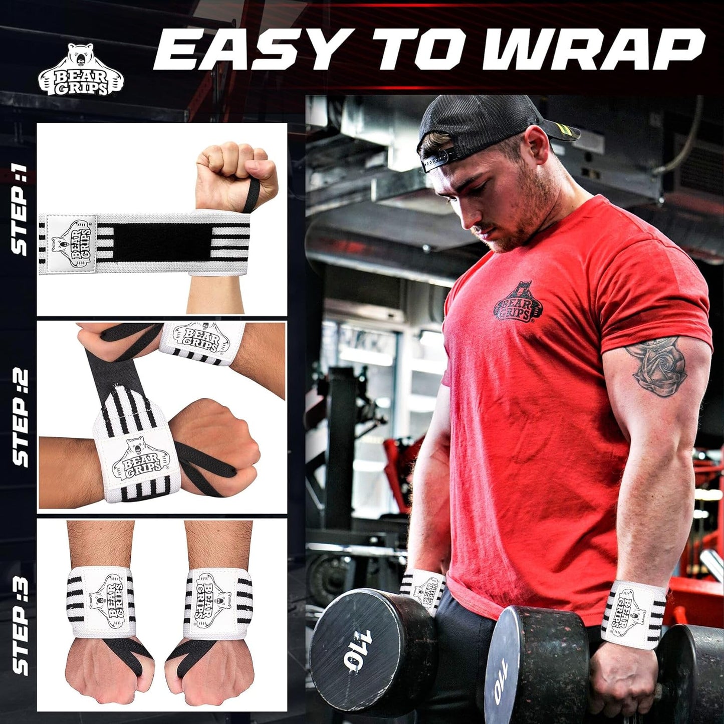 Wrist Wraps for Weightlifting | Weight Lifting Wrist Straps for Weightlifting | Extra Strength Gym Wrist Wraps | Two Wrist Wrap per Pack | 12β & 18β | Lifting Wrist Wraps for Men & Women