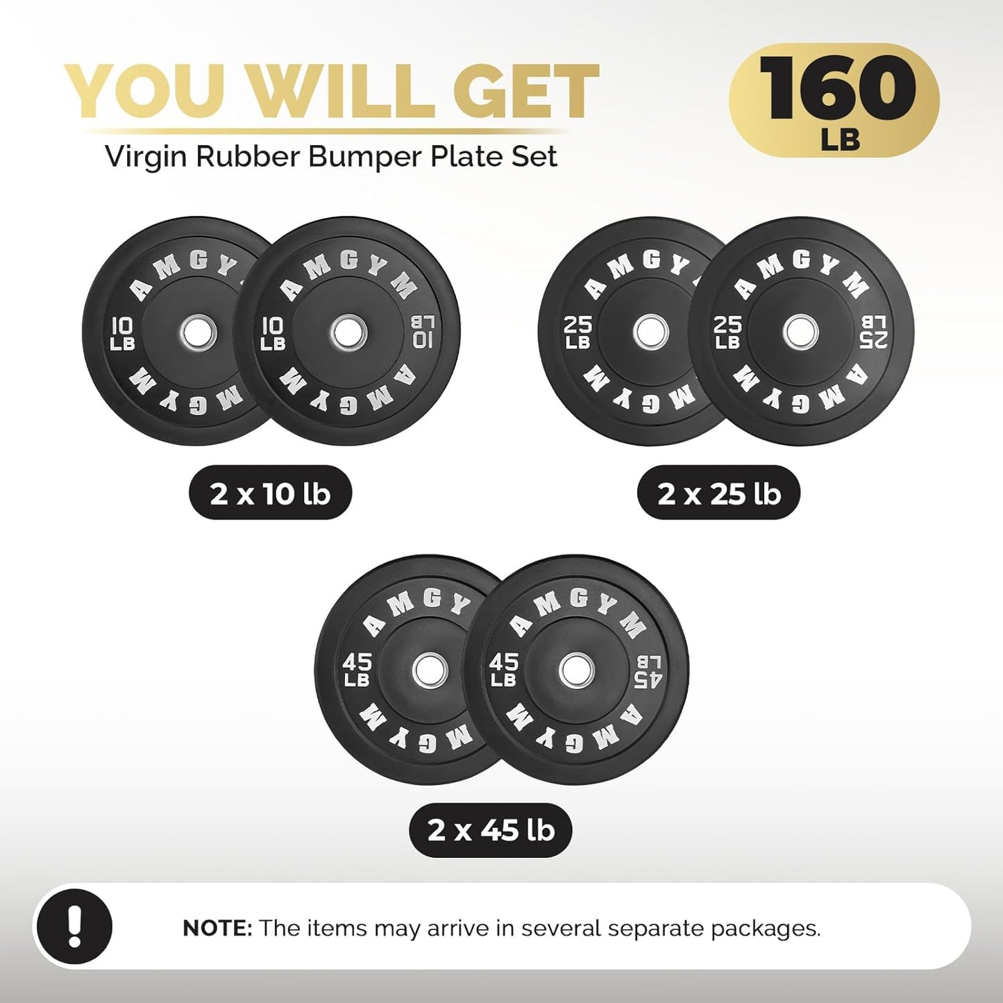 2 Inch Bumper Plates,10-500Lbs,Barbell Rubber Olympic Weight Plates Set for Home Gym, Strength Training & Weight Lifting, Multiple Options Colors