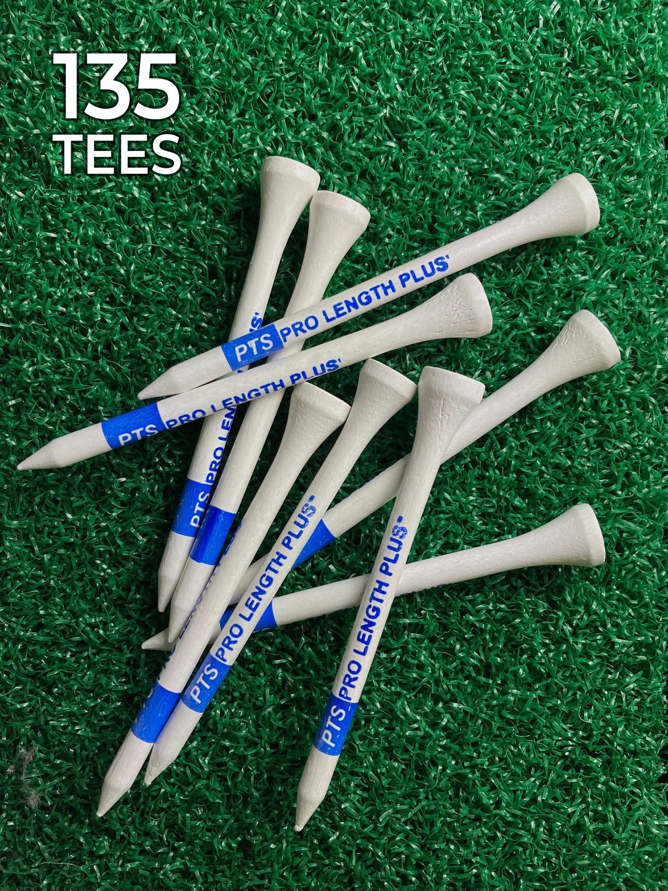 , 3.25", Blue on White Wood Golf Tee, 135 Count