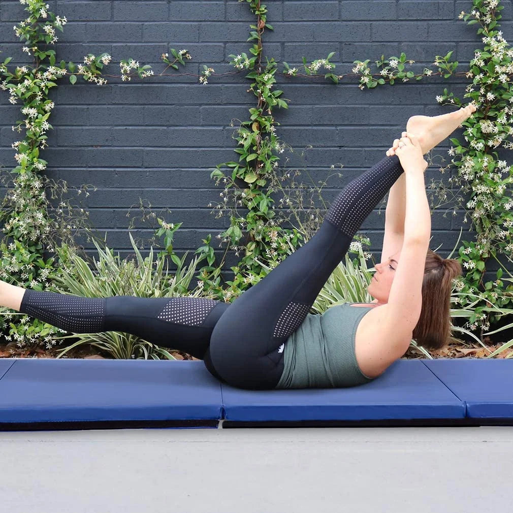 4'X10'X2" New Folding Panel Gymnastics Mat, Perfect for Indoor/Outdoor Exercise(Blue)