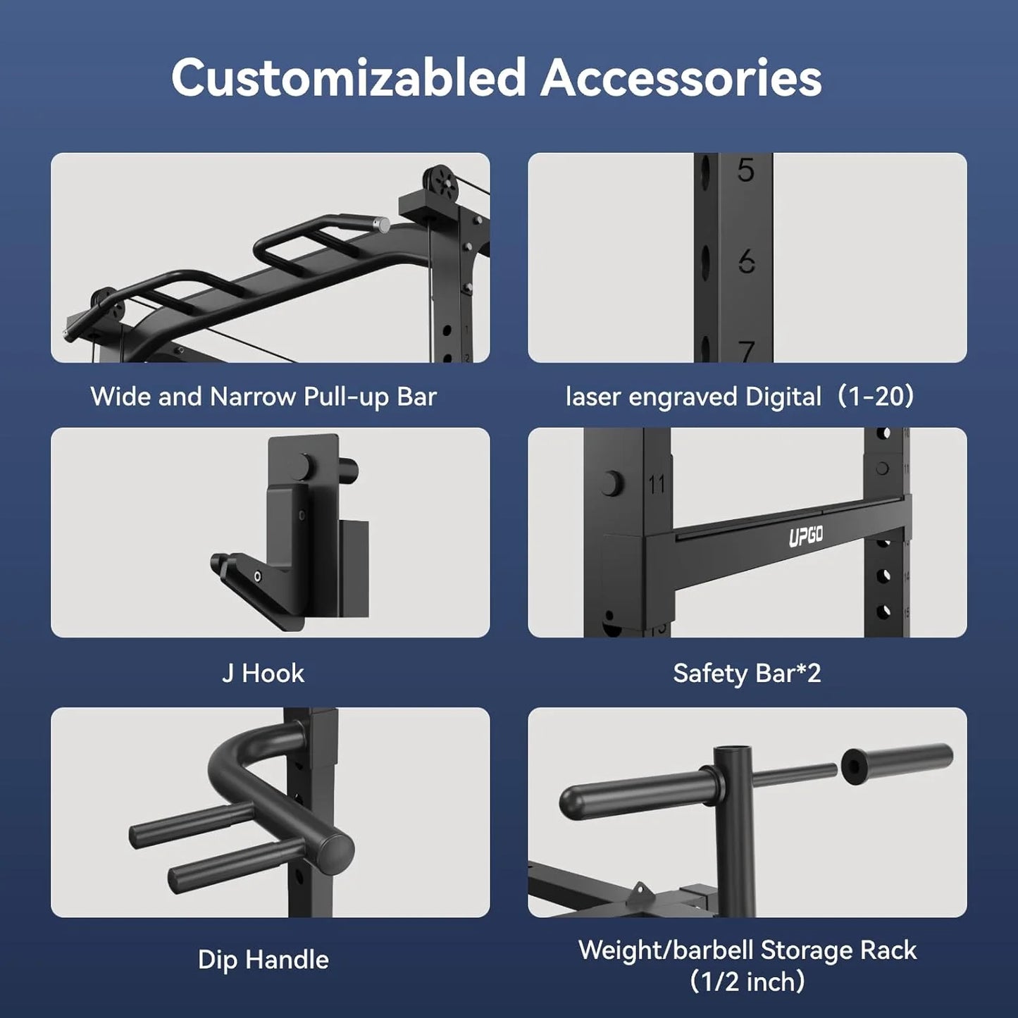 Power Cage, 1600Lbs Multi-Function Power Rack with Adjustable Cable Crossover, Power Cage for Home Gym, Black
