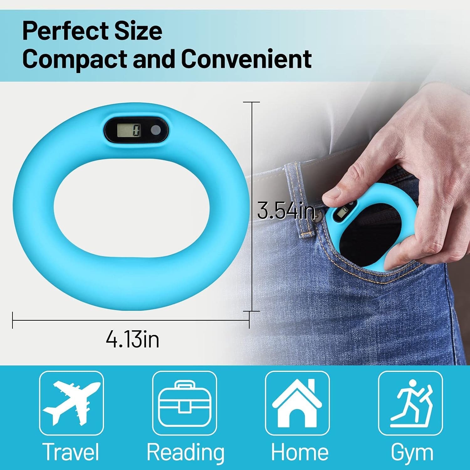 Counting Grip Strength Trainer, Hand Grip Trainer Silicone Rings Forearm Gripper Workout, Hand Exerciser Finger Resistance Exercise Squeezer for Adults and Kids (Blue-A)