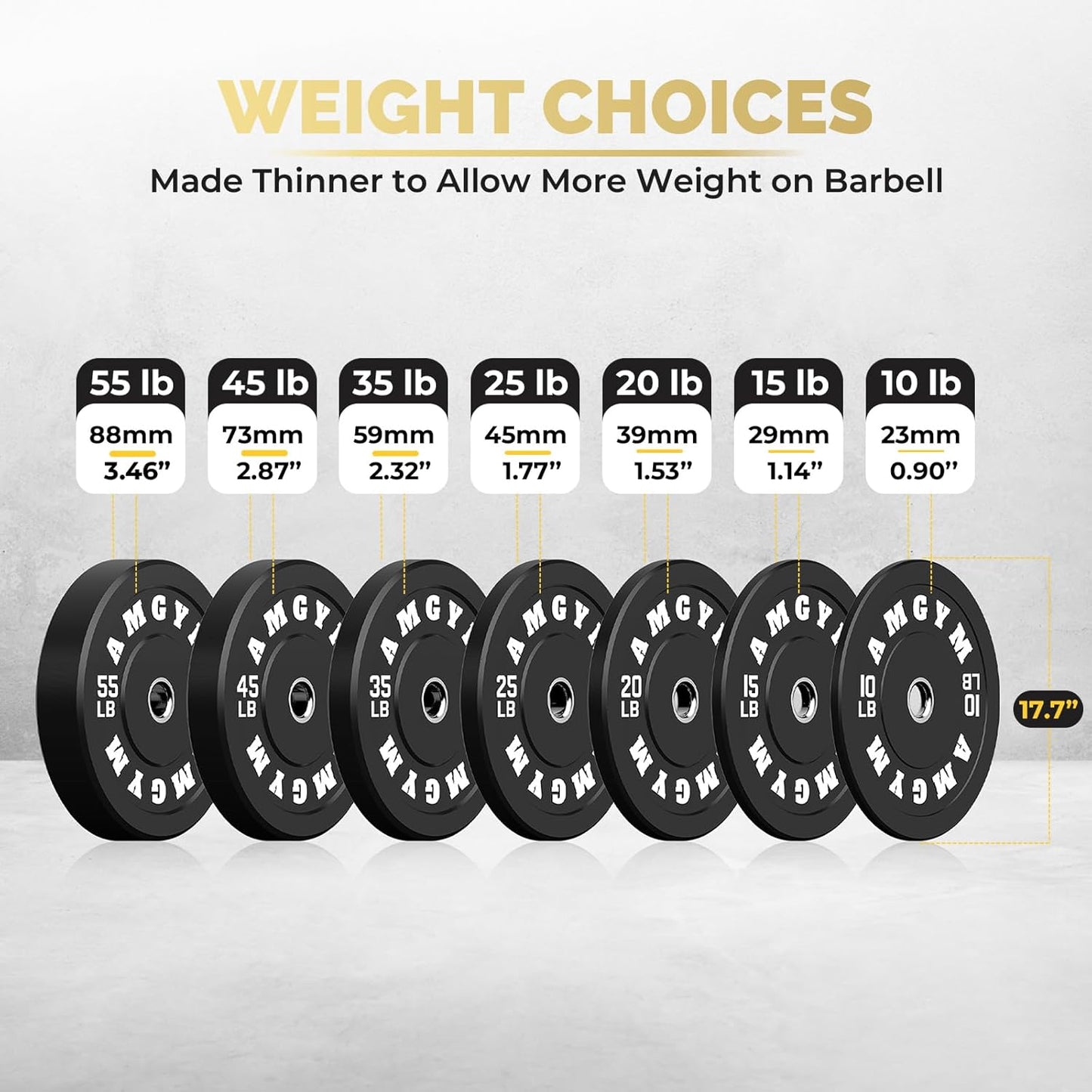 2 Inch Bumper Plates,10-500Lbs,Barbell Rubber Olympic Weight Plates Set for Home Gym, Strength Training & Weight Lifting, Multiple Options Colors