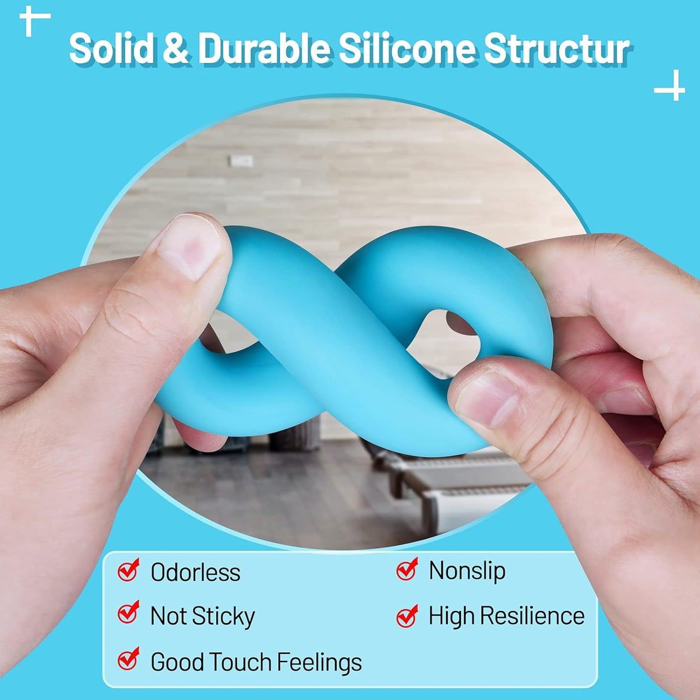 Counting Grip Strength Trainer, Hand Grip Trainer Silicone Rings Forearm Gripper Workout, Hand Exerciser Finger Resistance Exercise Squeezer for Adults and Kids (Blue-A)