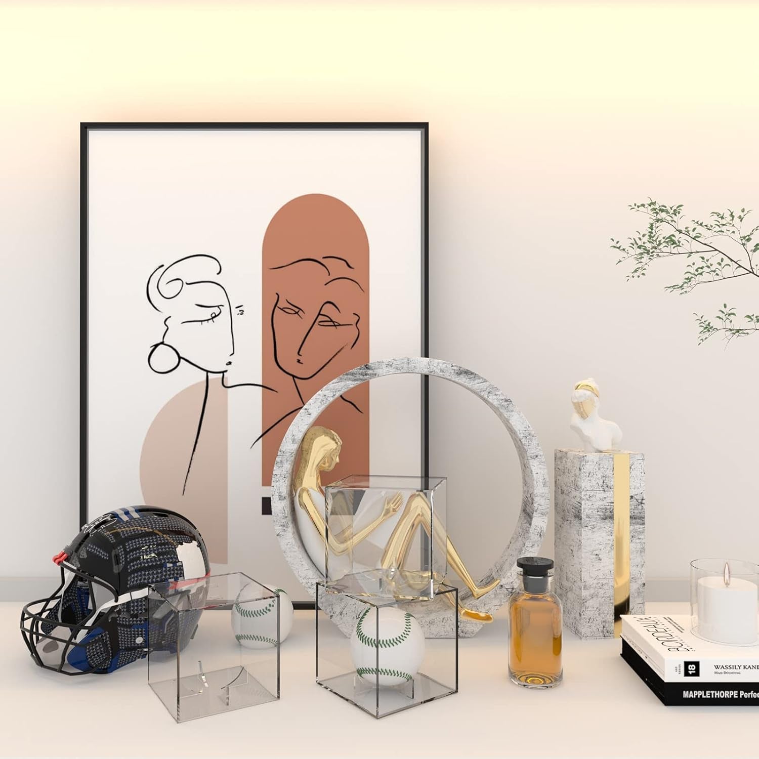 Baseball Display Case 6 Pack, UV Protected Acrylic Square Baseball Holder, Clear Cube Autograph Memorabilia Ball Display Cases, Official Size Baseball Display Box