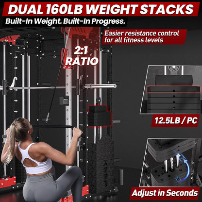 PMAX 5600 Home Gym Smith Machine - Integrated Weight System