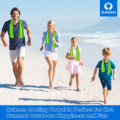 [4 Pack] Cooling Towel (40"X12"), Ice Microfiber Towel, Soft Breathable for Yoga, Sport, Running, Gym, Workout, Camping, Fitness & More Activities