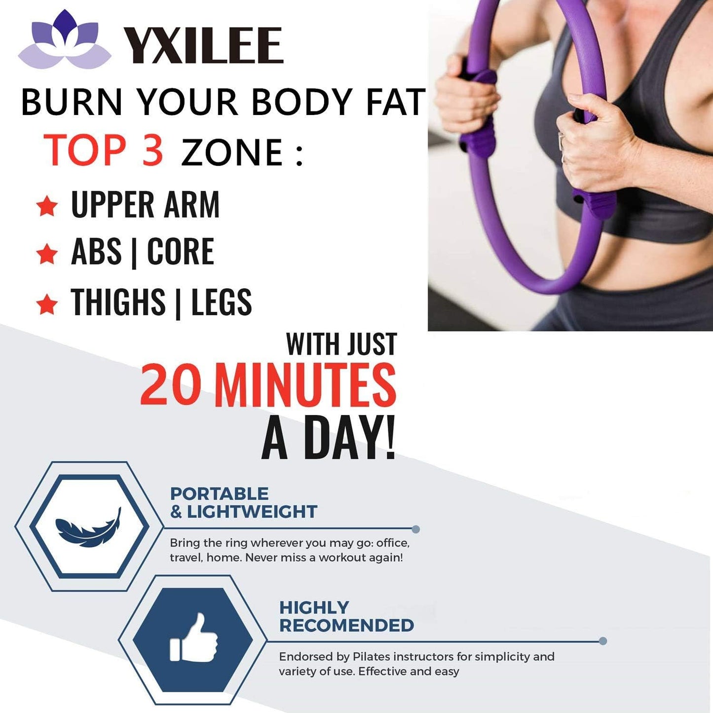 6Pcs Pilates Ring Set for Men - Home Exercise Gym Equipment Women Yoga Circle Ball Stretching Strap Loop Band Non Slip Socks Exercise - Equipment for Home Workout