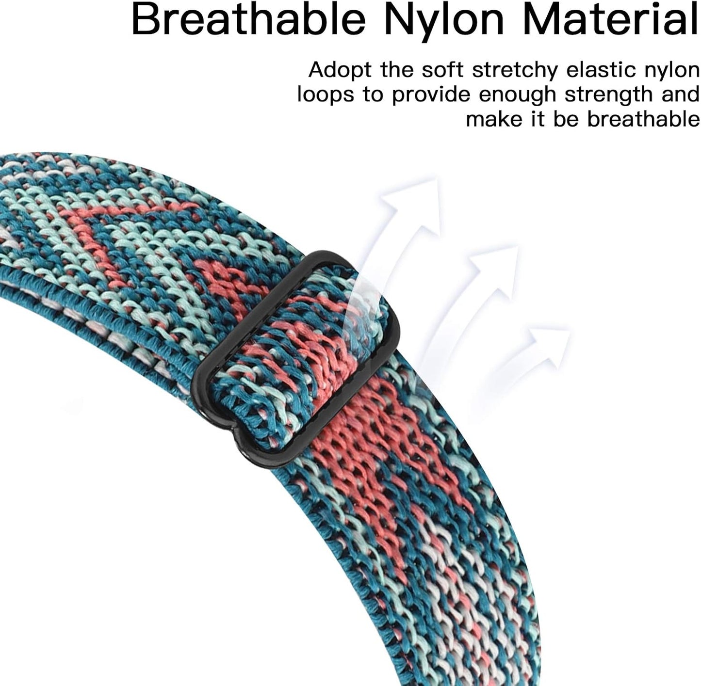 Adjustable Elastic Watch Band Compatible with Veryfitpro ID205L ID205S ID205 ID205U Smart Watch Bands, 19Mm Stretchy Nylon Loop Strap Soft Wrist Bands for Women Men (Green Arrow)