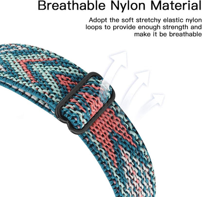 Adjustable Elastic Watch Band Compatible with Veryfitpro ID205L ID205S ID205 ID205U Smart Watch Bands, 19Mm Stretchy Nylon Loop Strap Soft Wrist Bands for Women Men (Green Arrow)