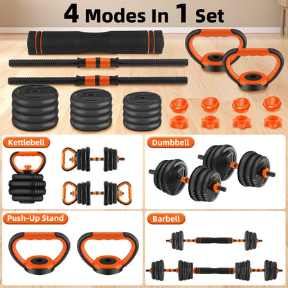 Adjustable Dumbbells, 55Lbs Free Weight Set with Connector, 4 In1 Dumbbells Set Used as Barbell, Kettlebells, Push up Stand, Fitness Exercises for Home Gym Suitable Men/Women
