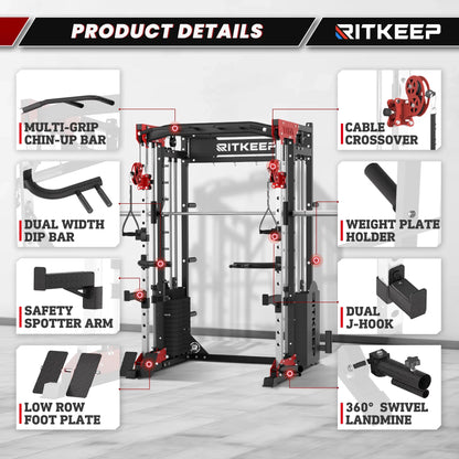 PMAX 5600 Home Gym Smith Machine - Integrated Weight System