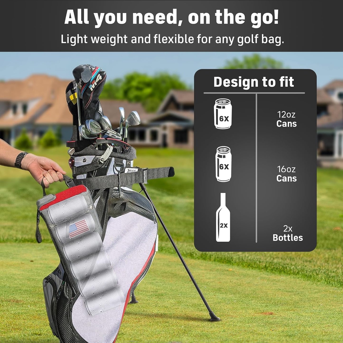 Frostbox Golf Bag Cooler with Ice Pack | Insulated 6-Can Beer Sleeve | Stays Cold for Hours Discreet Hidden Design - Fits in Golf Bag