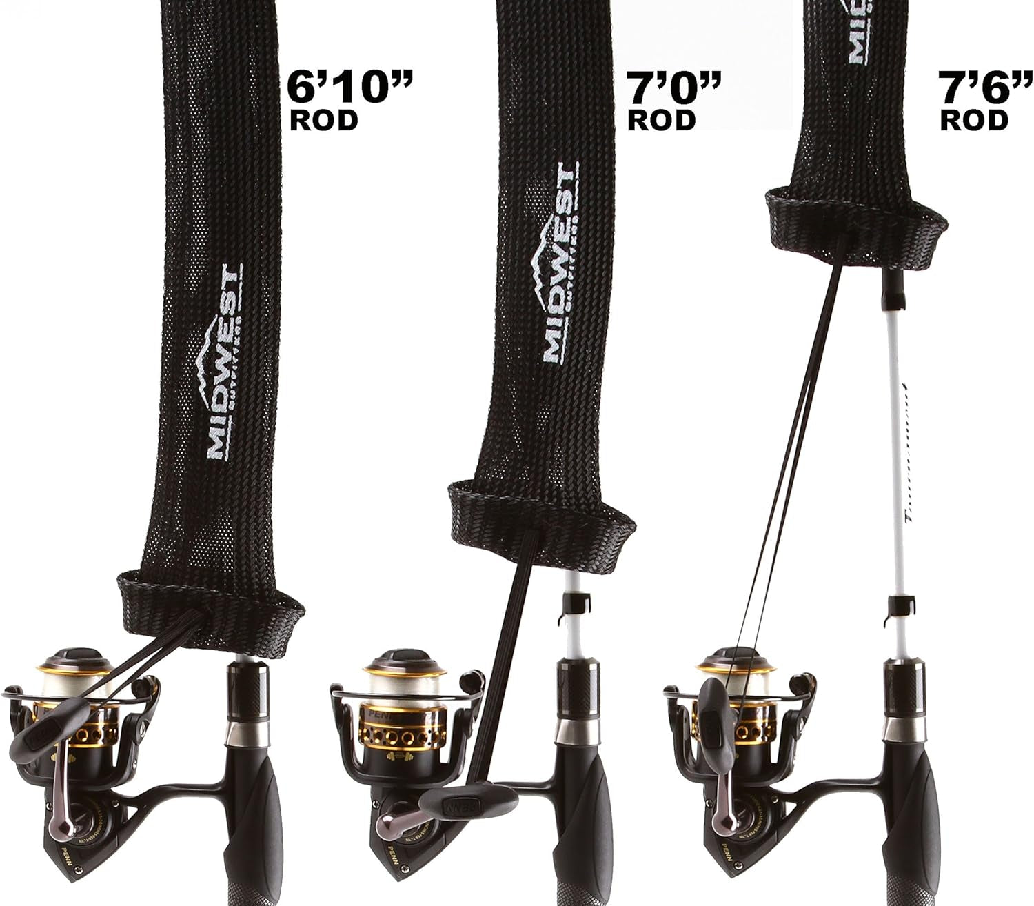 Rod Socks - Fishing Rod Sleeve Cover Fishing Pole Covers for Spinning Baitcaster and Youth Fishing Pole Sizes - Multiple Sizes and Colors