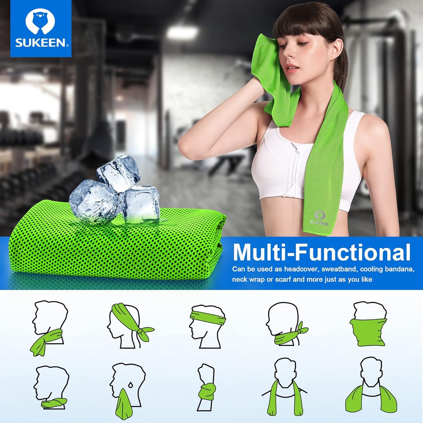 [4 Pack] Cooling Towel (40"X12"), Ice Microfiber Towel, Soft Breathable for Yoga, Sport, Running, Gym, Workout, Camping, Fitness & More Activities