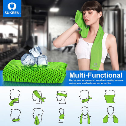 [4 Pack] Cooling Towel (40"X12"), Ice Microfiber Towel, Soft Breathable for Yoga, Sport, Running, Gym, Workout, Camping, Fitness & More Activities