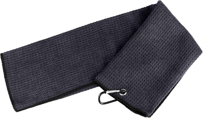 3 Pack Golf Towel Clean Set| Microfiber Waffle Pattern Tri-Fold Golf Towel | Brush Tool Kit with Club Groove Cleaner |Golf Accessories for Men, Women (Black/Gray Towel+ Gray Brush)