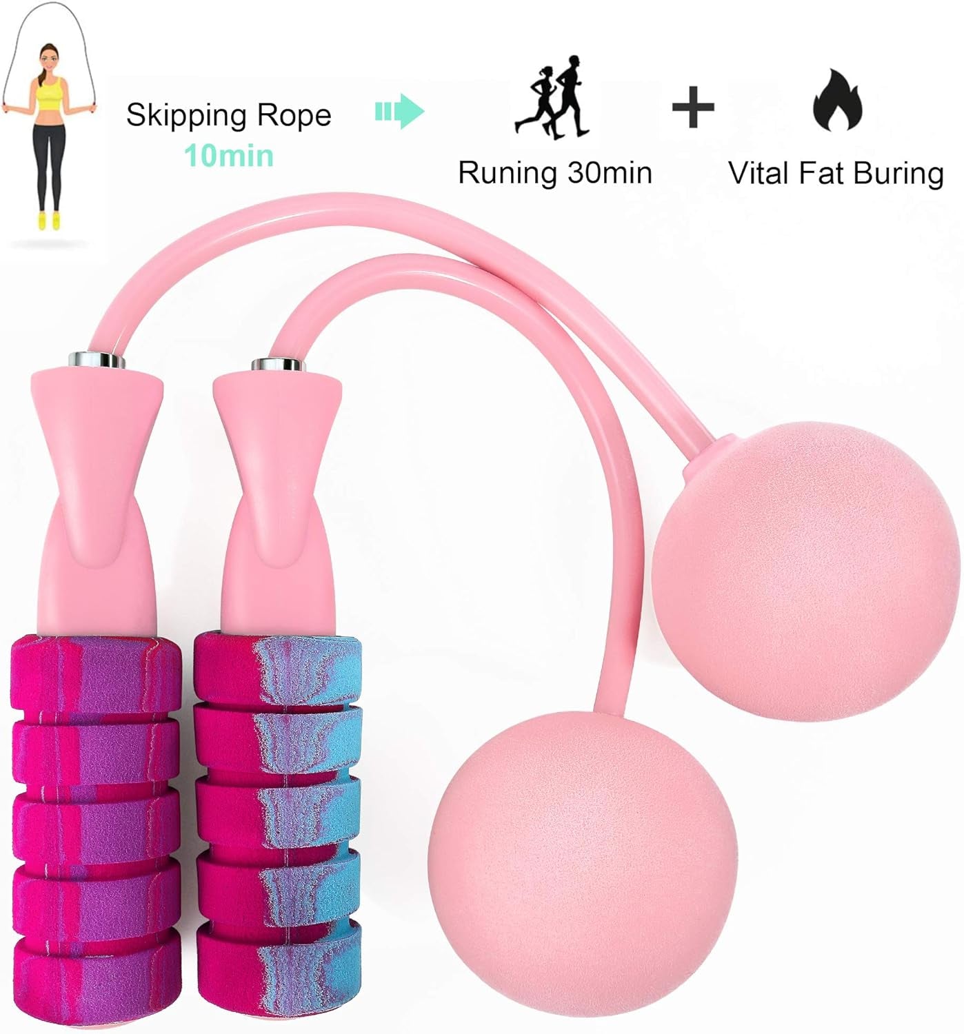 Jump Rope, Weighted Ropeless Skipping Rope for Fitness, Tangle-Free Rapid Speed Cordless Jump Rope Workout for Men, Women, Children…