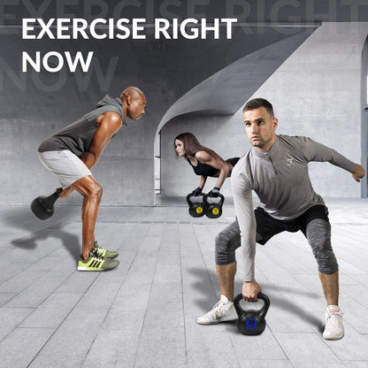 Wide Grip Kettlebell Exercise Fitness Weight Set, 3-Pieces: 10Lb, 15Lb and 20Lb Kettlebells