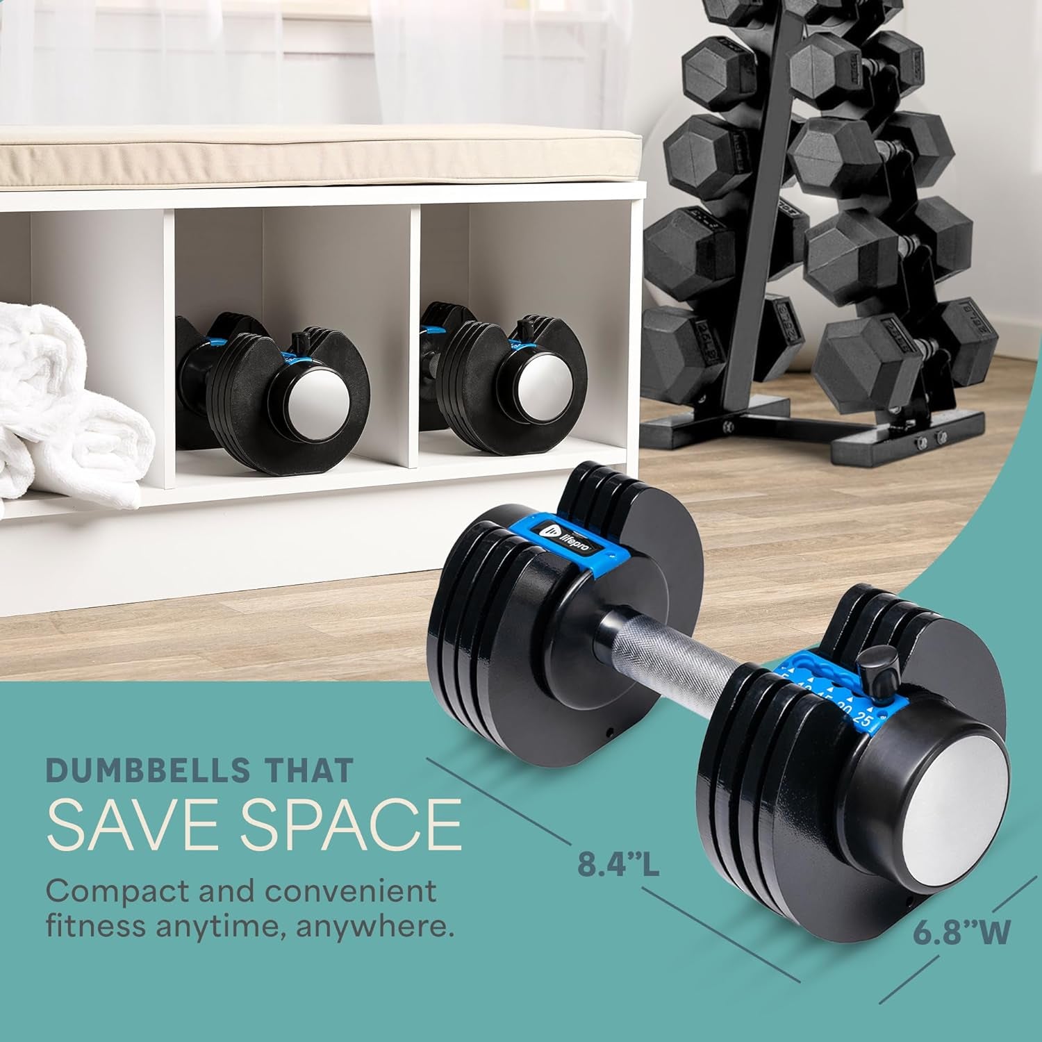 Adjustable Dumbbells Set of 2 | 5Lb-25Lb, 2.5Lb-15Lb, 6In1 - Compact Quick Weights for Full Body Exercise & Fitness Adjustable Weight for Home Gym