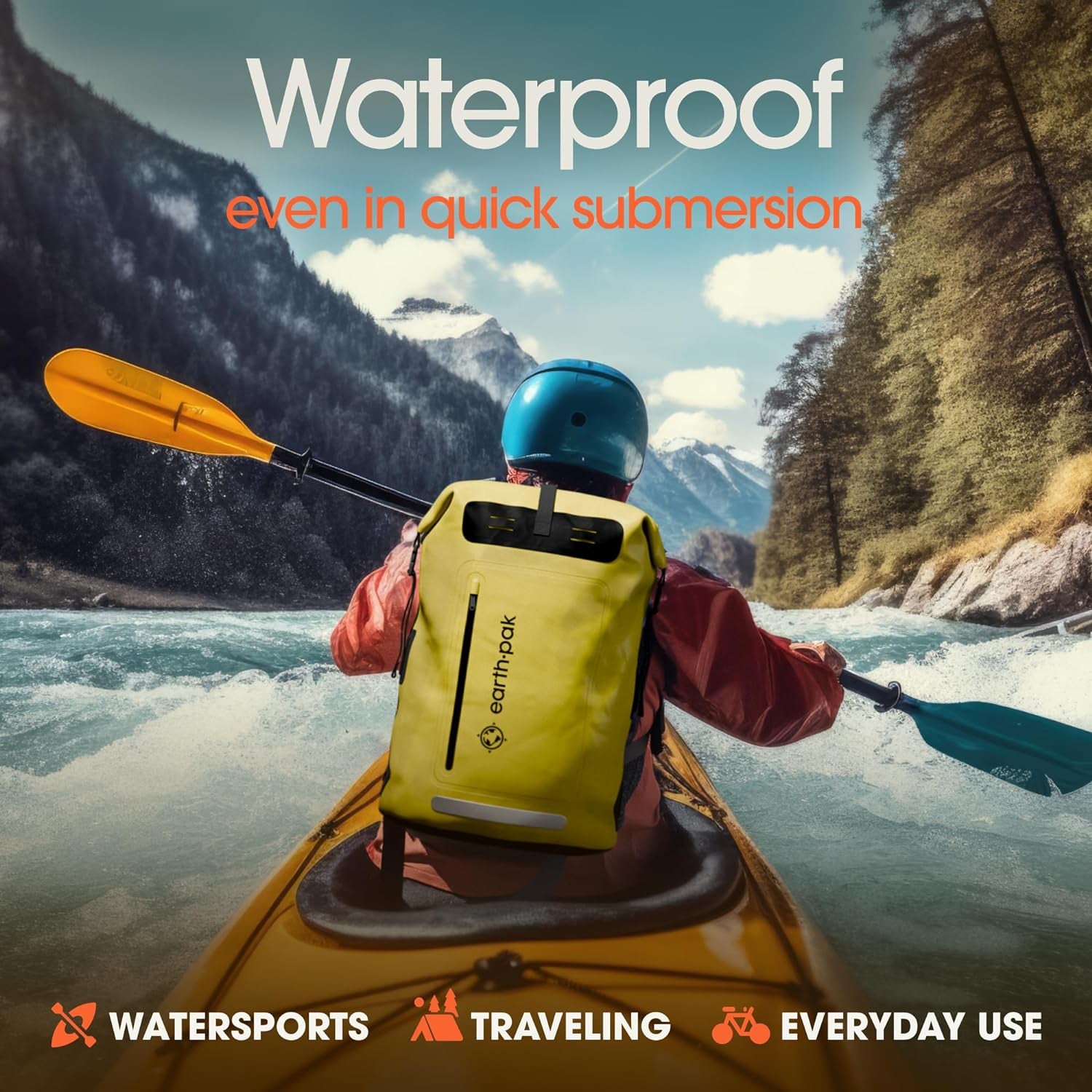 Waterproof Backpack - Heavy Duty Hiking Backpack - Roll-Top Closure Bag - Cushioned Dry Bag Waterproof Phone Case