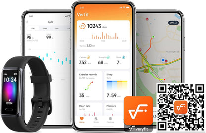 Pulse Veryfit Fitness Tracker Alexa Built-In Heart Rate Spo2 Blood Oxygen Saturation Sleep Monitor Step Counter Running Pedometer 5ATM Waterproof Smart Watch for Men Women (GT Band) (Blue)