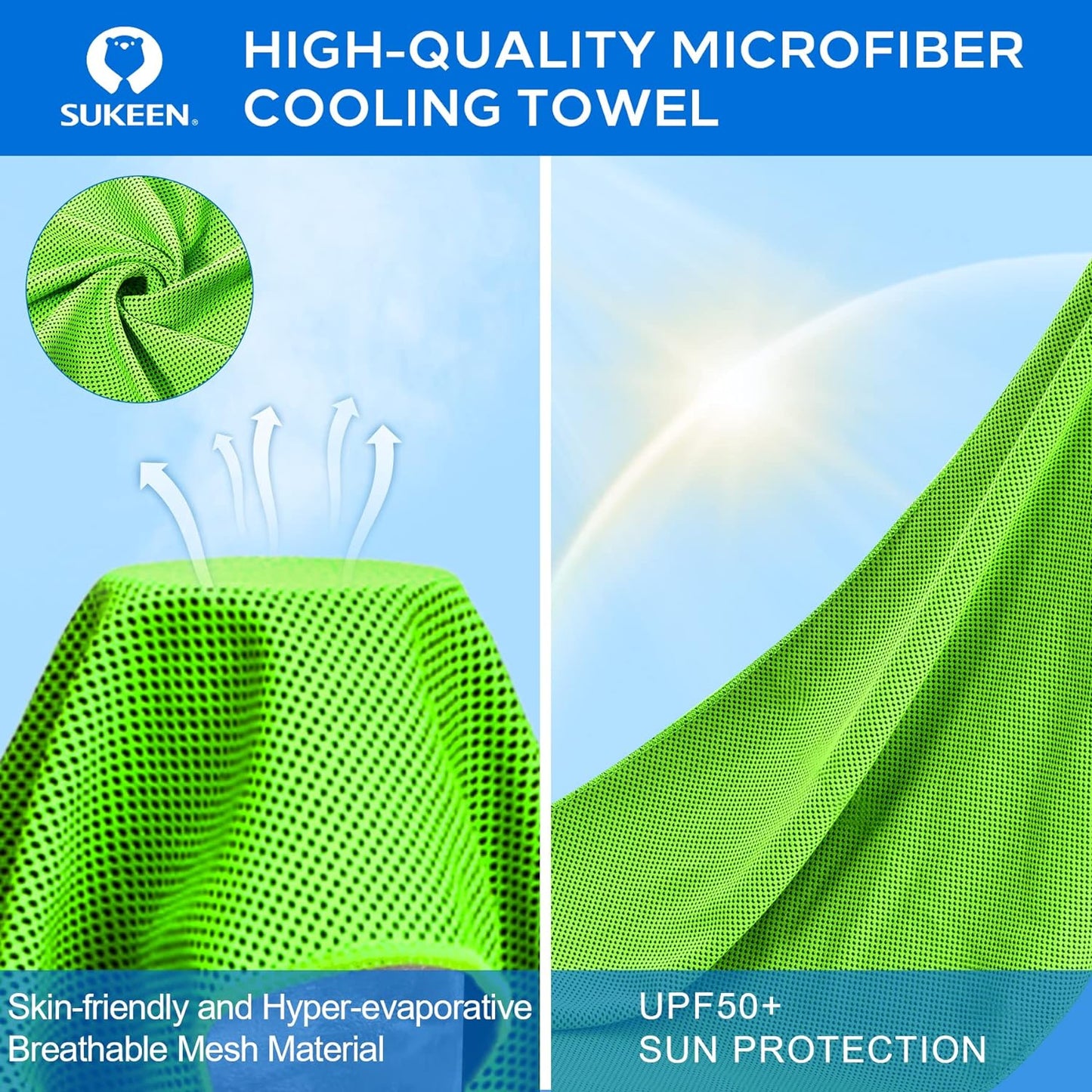 [4 Pack] Cooling Towel (40"X12"), Ice Microfiber Towel, Soft Breathable for Yoga, Sport, Running, Gym, Workout, Camping, Fitness & More Activities