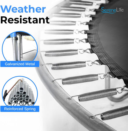 8FT 10FT 12FT 14FT Outdoor Trampoline for Kids and Adults – ASTM Certified Heavy-Duty Backyard Trampoline with Safety Poles, Net Enclosure, and Stable Anti-Rust Frame