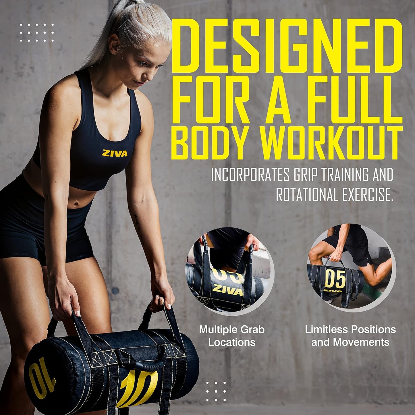 Power Sandbag – Pre-Weighted Training Bag with Multiple Handles for Full-Body Strength & Conditioning – Heavy-Duty, No-Fill Needed (10–50 Lb)