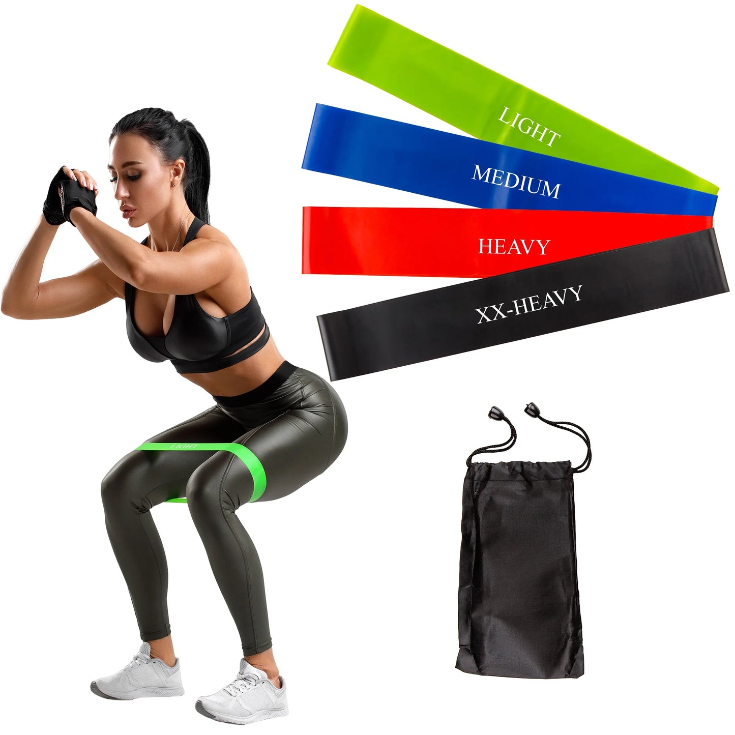 Resistance Bands Exercise Loops- Set of 4 Resistant Workout Bands for Fitness Muscle Tonin